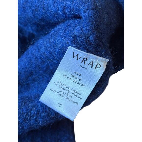 Wrap London Bouclé round neck sweater Alpaca  Deep Cobalt Blue size 4 6 - Picture 8 of 8